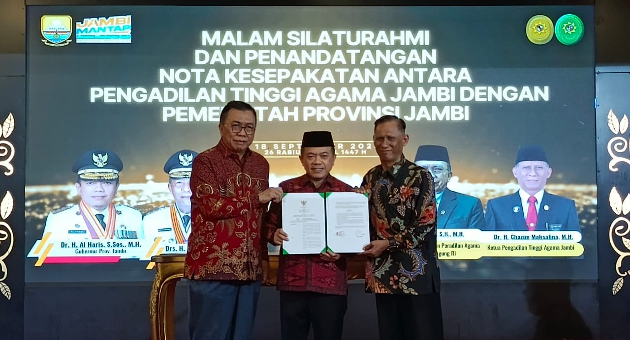 Dirjen Badan Peradilan Agama saksikan Penandatangan MoU PTA Jambi dan Pemprov Jambi untuk Tingkatkan Perlindungan Perempuan dan Anak 3
