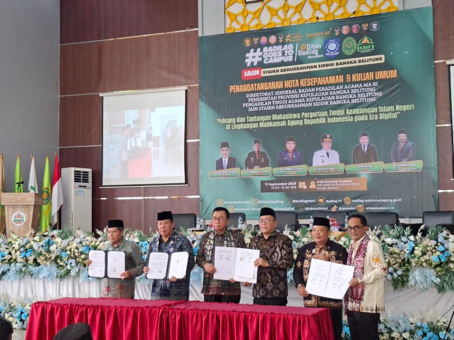 Ditjen Badilag dan Pengadilan Tinggi Agama Kepulauan Bangka Belitung Tandatangani Nota Kesepahaman dengan IAIN Syaikh Abdurrahman Siddik dan Pemerintah Provinsi Kepulauan Bangka Belitung 4