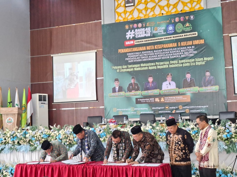 Ditjen Badilag dan Pengadilan Tinggi Agama Kepulauan Bangka Belitung Tandatangani Nota Kesepahaman dengan IAIN Syaikh Abdurrahman Siddik dan Pemerintah Provinsi Kepulauan Bangka Belitung 5